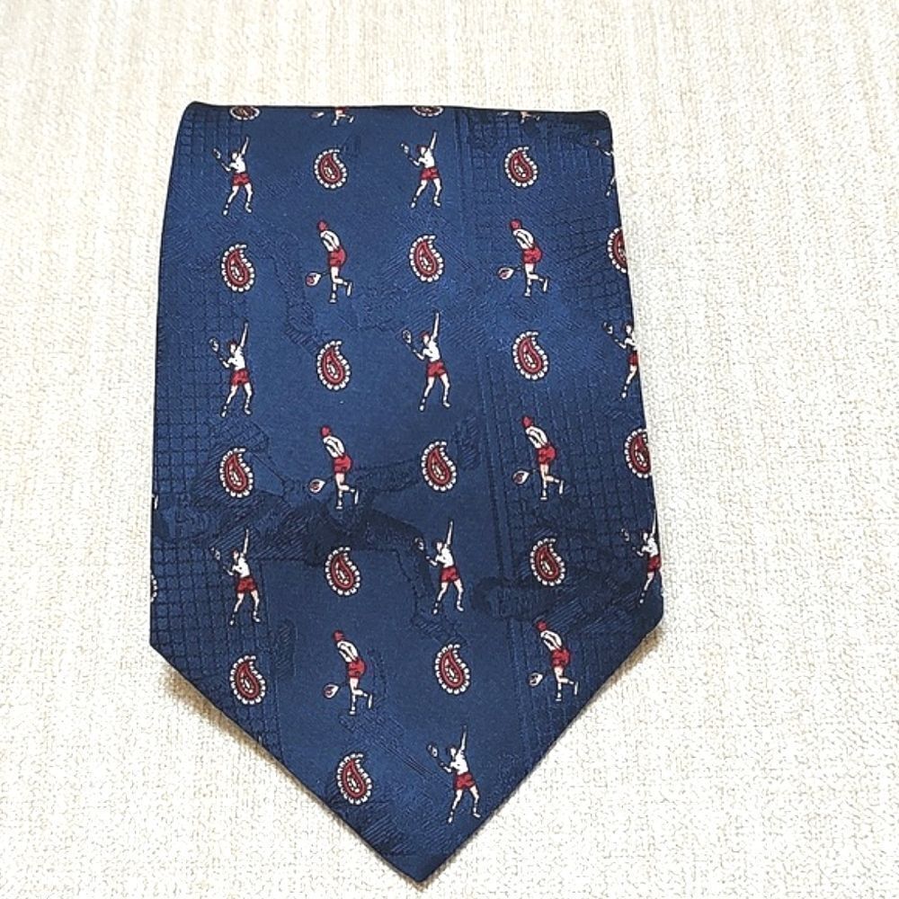 Cornell California Handmade Italian Silk Men's Neck Tie Tennis Novelty Print